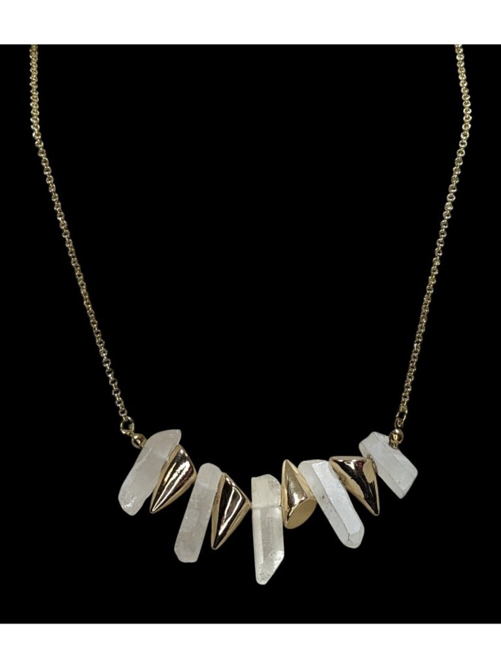 NWT Viola Quartz Pillar Necklace Gold Tone Spike Pendant Witchy Crystal Jewelry